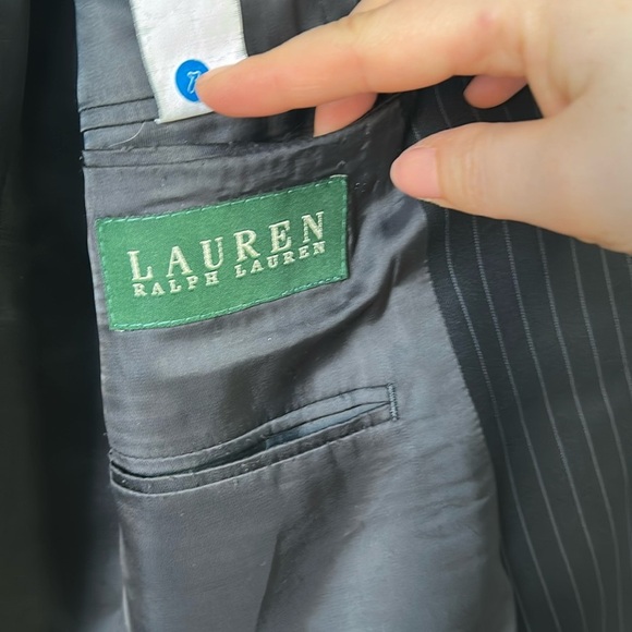 Ralph Lauren 100% wool Black Pinstripe Classic Fit Suit Jacket Blazer Sports 46L - Picture 7 of 11